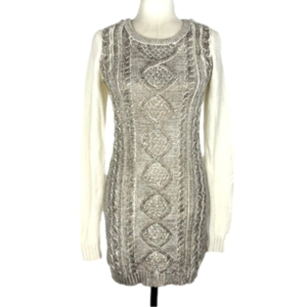 ABS Allen Schwartz Studded Chic Cable Knit Sweater Dress S